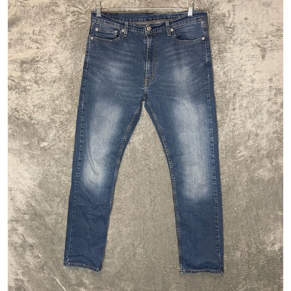 Levis 513 Men Slim Straight Mid Rise Stretch Medium Wash Denim Jean 34x31.5* - Picture 1 of 9